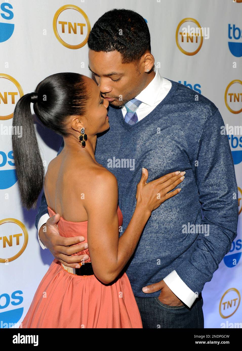 Actress Jada Pinkett Smith from the cast of HawthoRNe and husband actor Will Smith attend the TNT and TBS Upfront presentation at the Hammerstein Ballroom on Wednesday, May 19, 2010 in picture