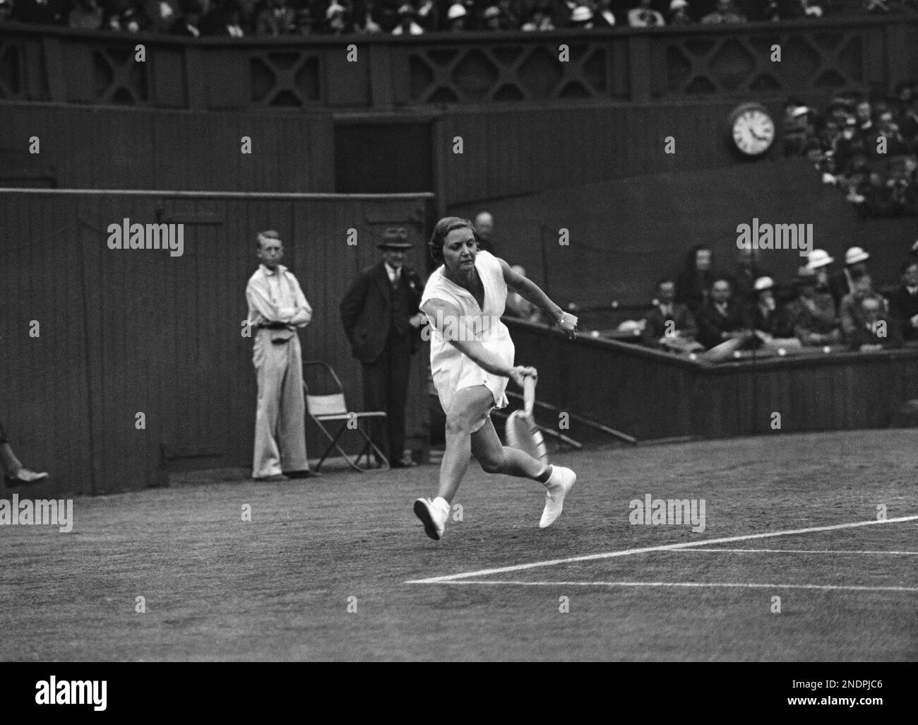 British tennis player Eileen Fearney Whittingstall in play