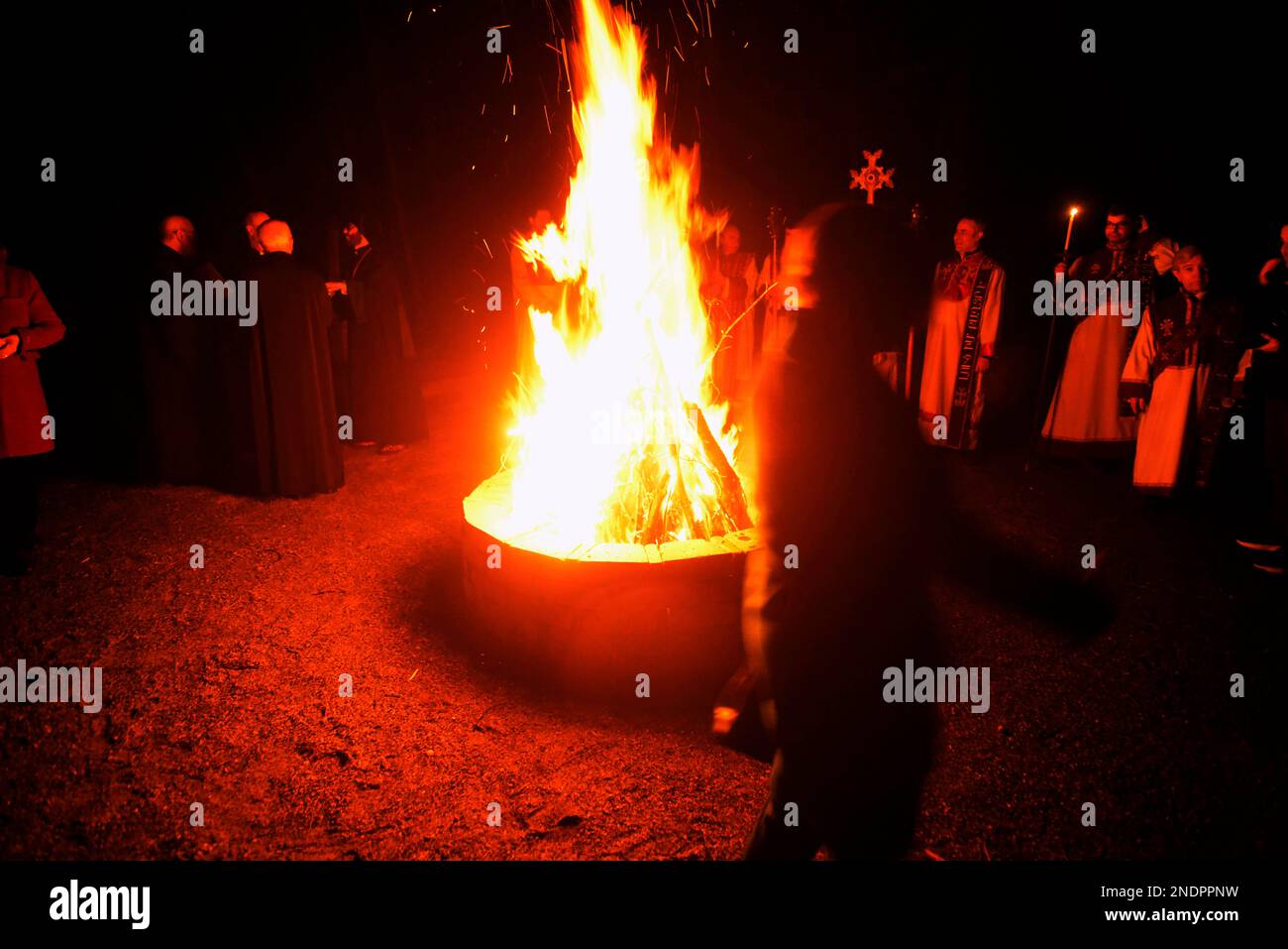 Whitinsville, Massachusetts, USA. 14th Feb, 2023. Fire cermony called
