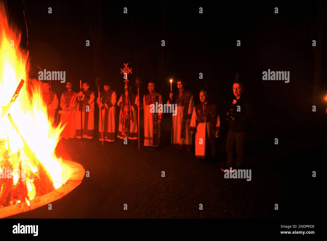 Whitinsville, Massachusetts, USA. 14th Feb, 2023. Fire cermony called