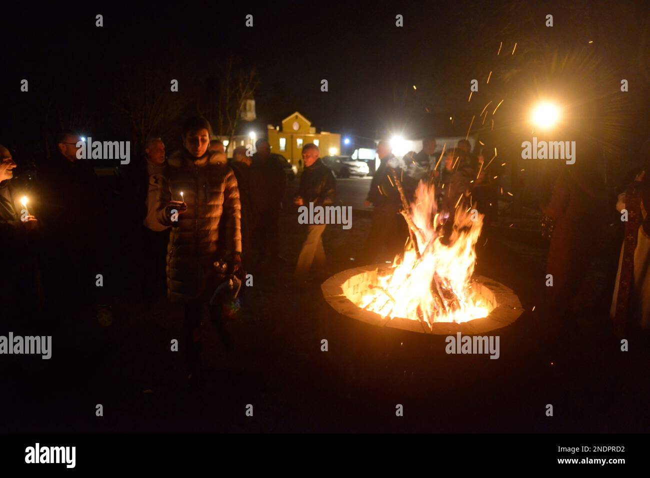 Whitinsville, Massachusetts, USA. 14th Feb, 2023. Fire cermony called
