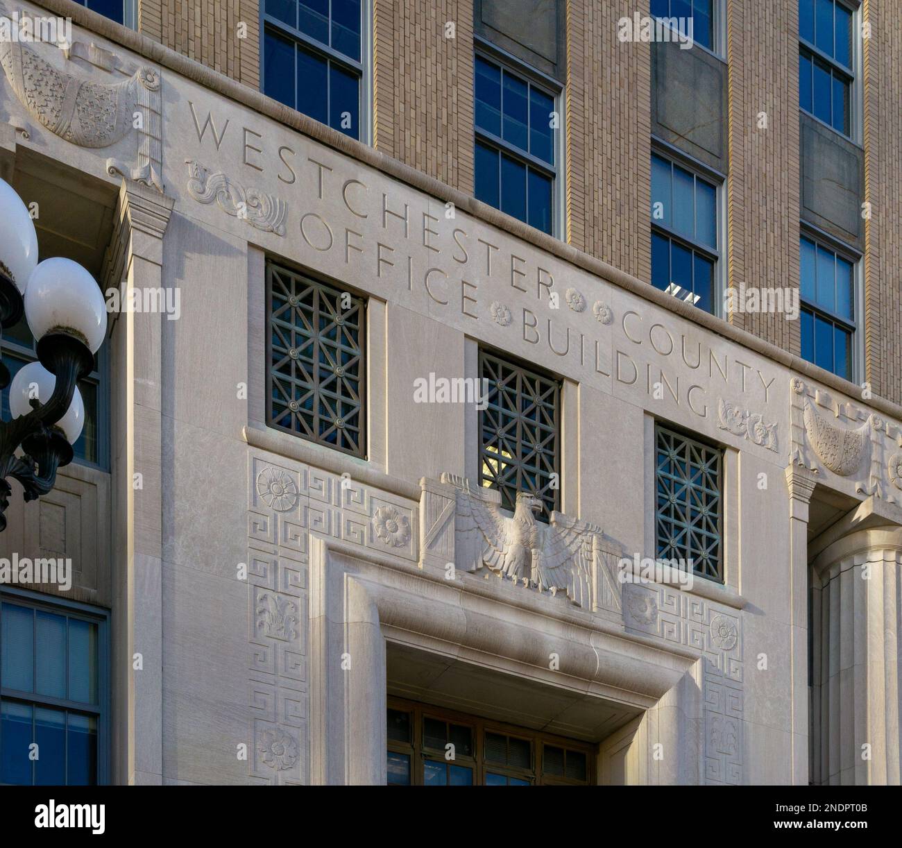 White Plains, NY USA Feb 10, 2023 Closeup view of the iconic