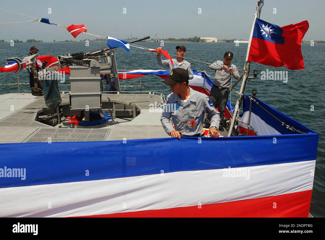 Sailors onboard Taiwan navy's Kuang Hua VI class FACG (Fast Attack