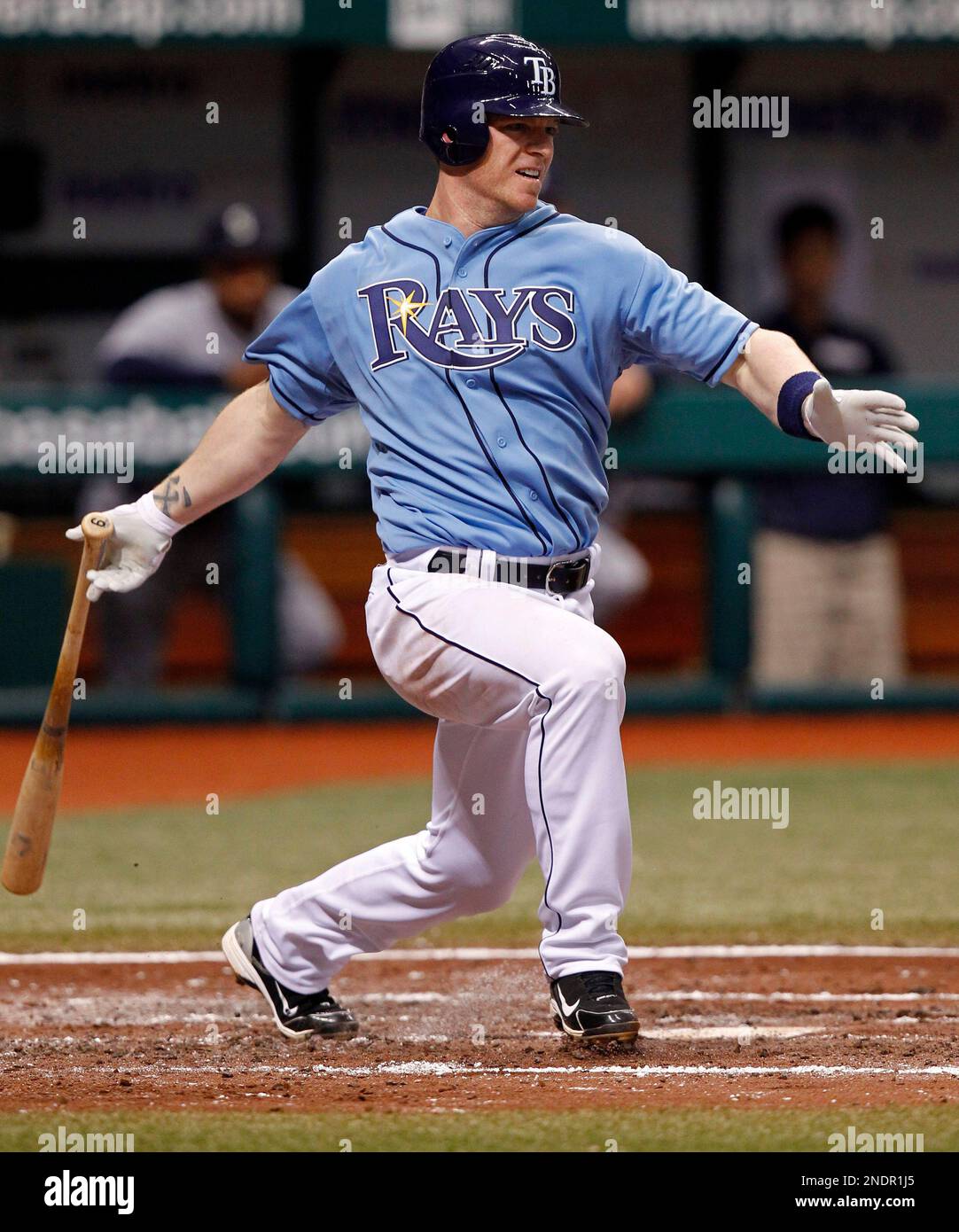 Tampa Bay Rays' Hank Blalock, making his debut for the team after being