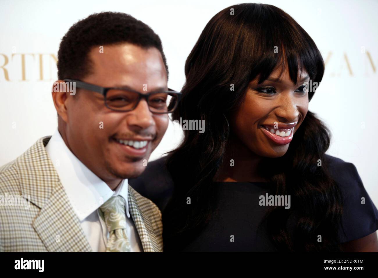 Actors Terrence Howard and Jennifer Hudson pose for a photo call for