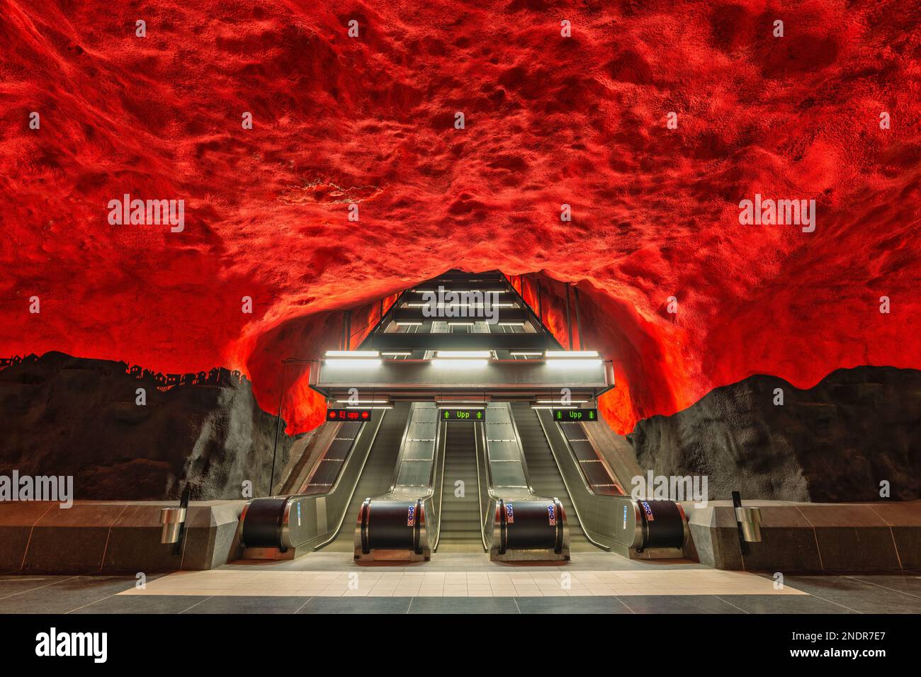 Stockholm, Sweden - April 9, 2018: Stockholm Sweden at Solna Centrum Metro Station Stock Photo