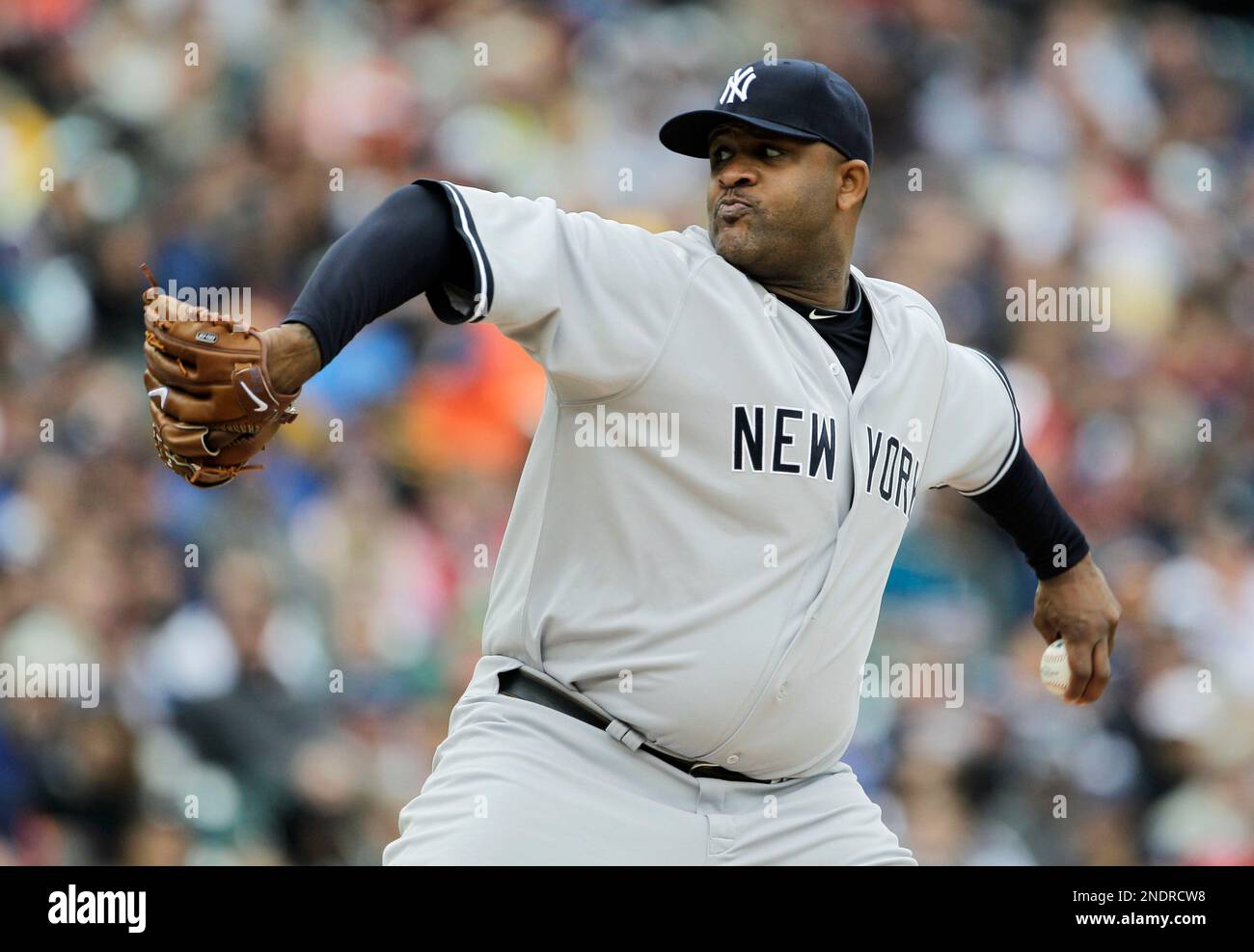 JUL 30, 2015: New York Yankees starting pitcher CC Sabathia #52 during an  MLB game between the New York Yankees and the Texas Rangers at Globe Life  Park in Arlington, TX Texas