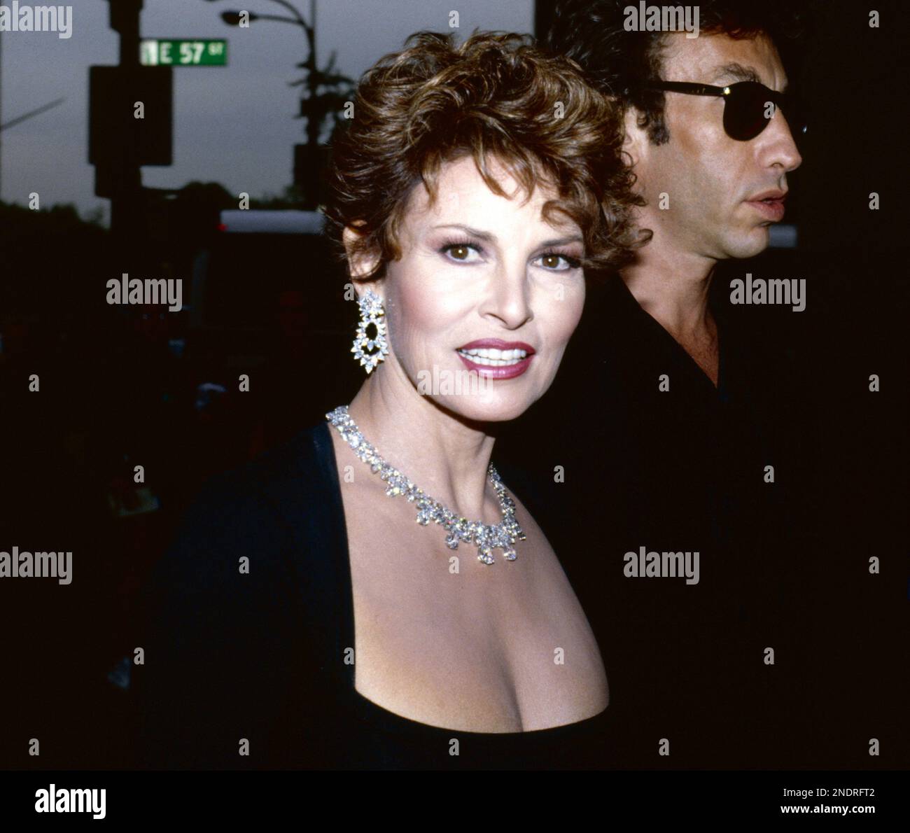 Raquel Welch and husband Andre Weinfeld in New York City in 1990. Photo