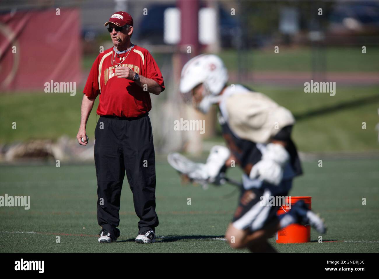 In this photograph taken on Tuesday, May 4, 2010, University of Denver men's lacrosse head coach
