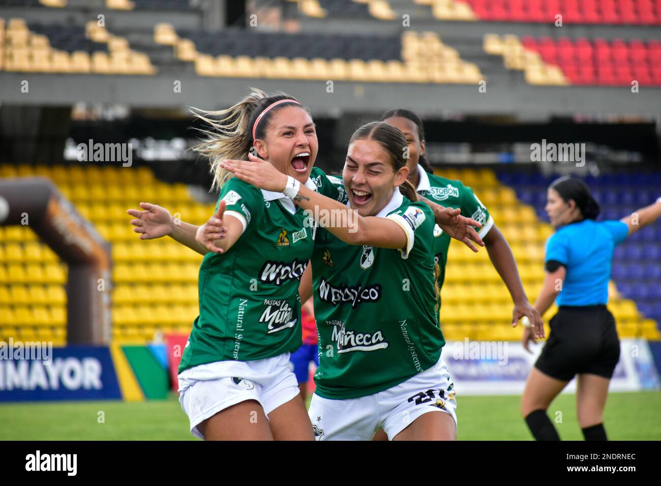 Club Deportivo Pasto plays against Deportivo Cali at the Libertad