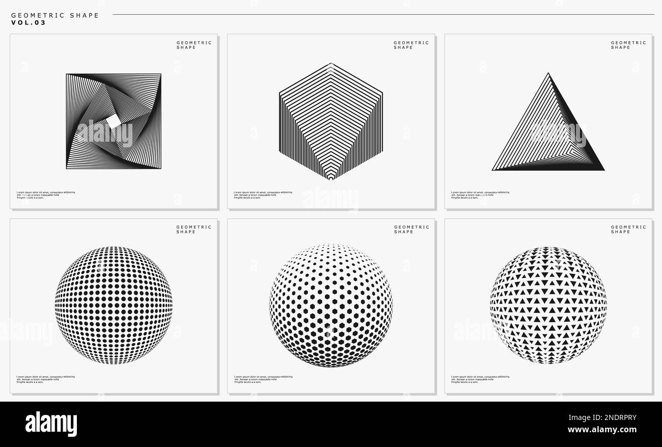 Modern blend shape logo design template set. Digital line shape graphic