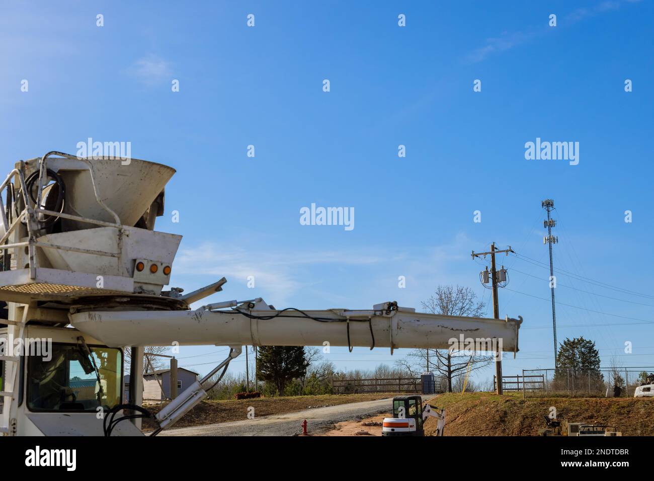 Special concrete mixing truck is delivered to construction site