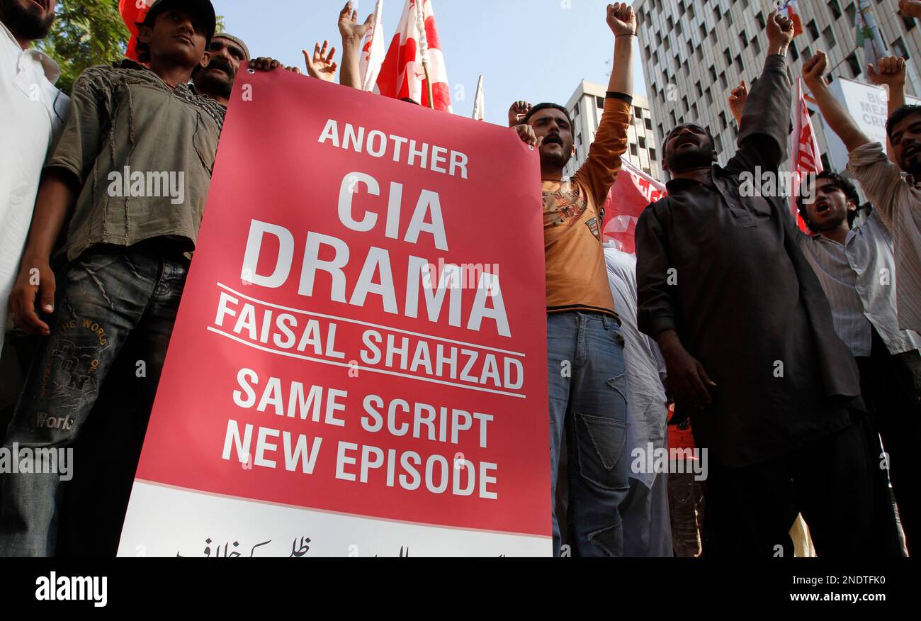 Supporters of the youth wing of the Pakistani religious party  Jamat-e-Islami rally to support Faisal Shahzad, the suspect accused of the  failed Times Square car bombing, in Karachi, Pakistan on Thursday, May