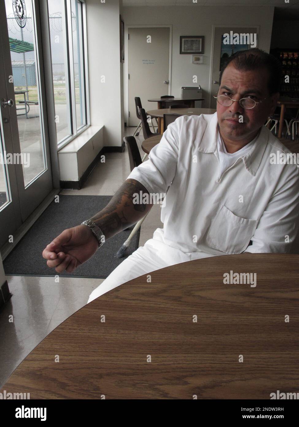 Baldemar Rivera, former leader of the Raza Unida prison gang, displays ...