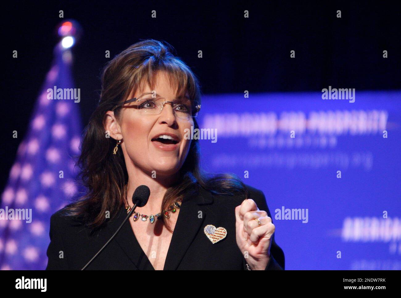 Former Republican vice presidential candidate Sarah Palin addresses the