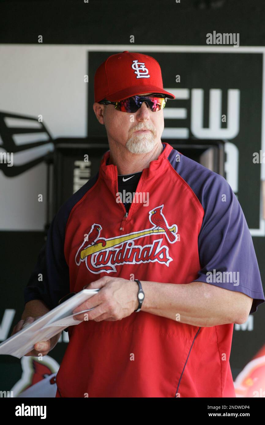 St. Louis Cardinals hitting coach Mark McGwire is seen in the dugout