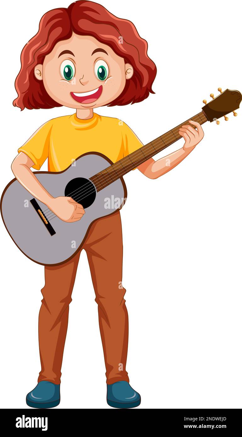 A girl playing acoustic guitar illustration Stock Vector Image & Art ...