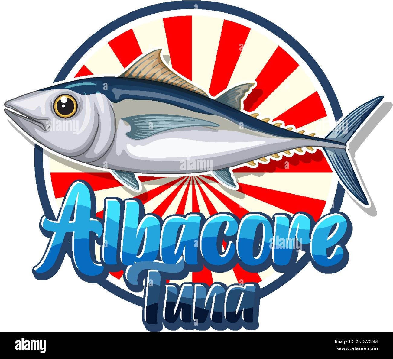 Albacore tuna logo with carton character illustration Stock Vector