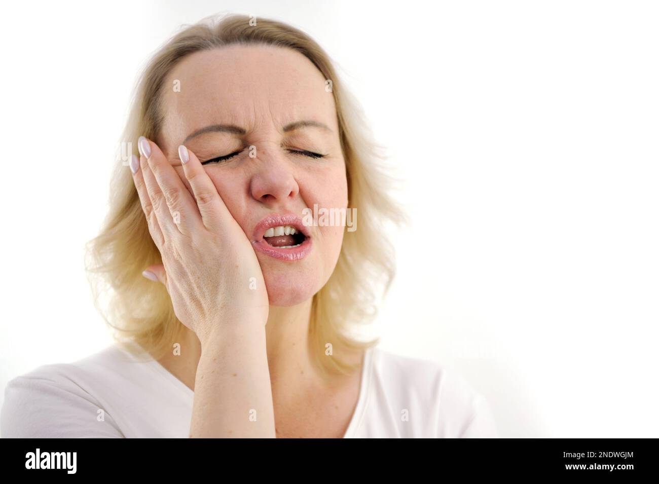 toothache break a tooth bite cheek wound on cheek inside mouth woman