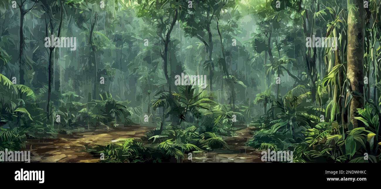 Jungle landscape painting hi-res stock photography and images - Alamy