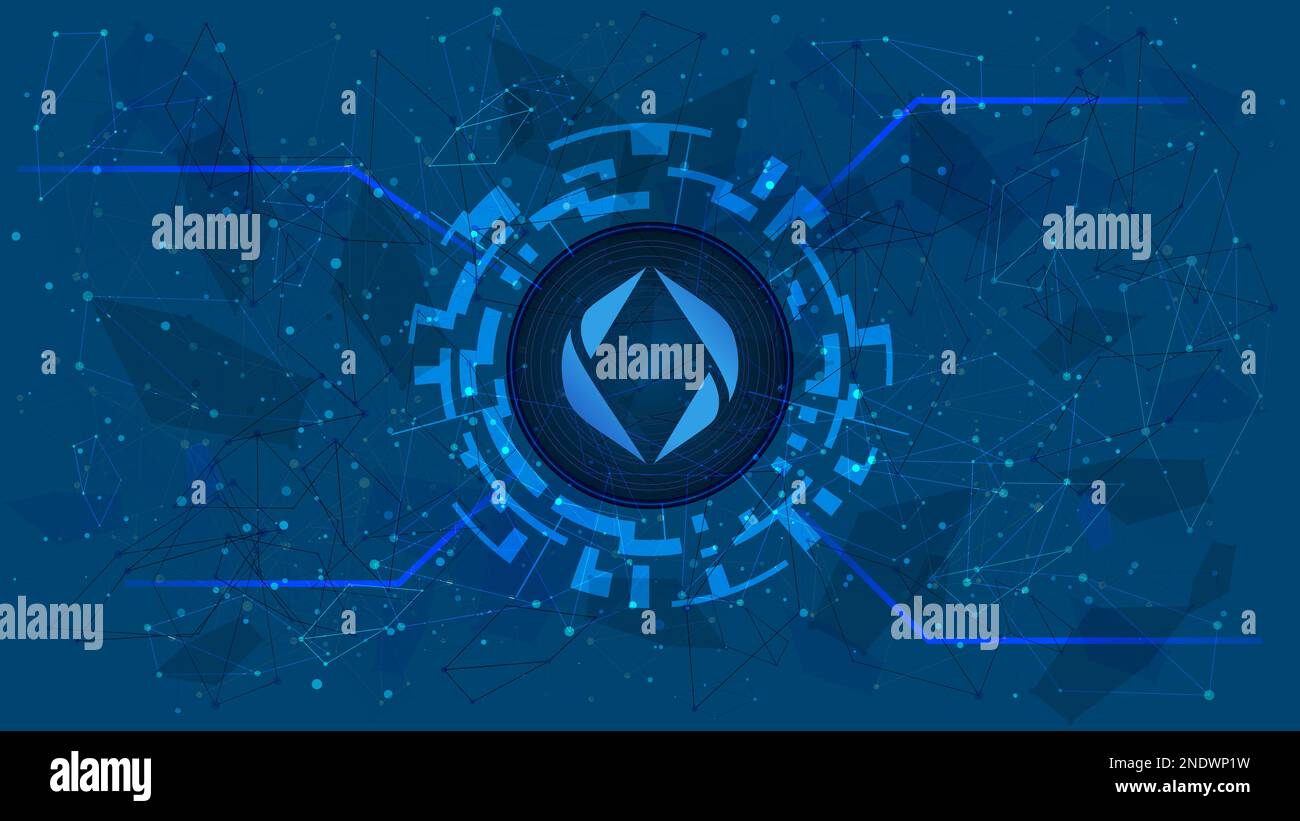 ENS Ethereum Name Service token symbol in digital circle with futuristic  cryptocurrency theme on blue background. Cryptocurrency coin icon for  banner Stock Photo - Alamy