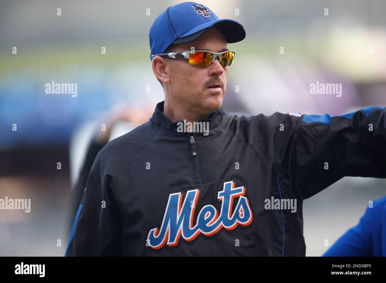 New York Mets coach Howard Johnson watches his team take on the St. Louis  Cardinals at Busch Stadium in St. Louis on July 1, 2008. The Mets won the  game 7-4. (UPI