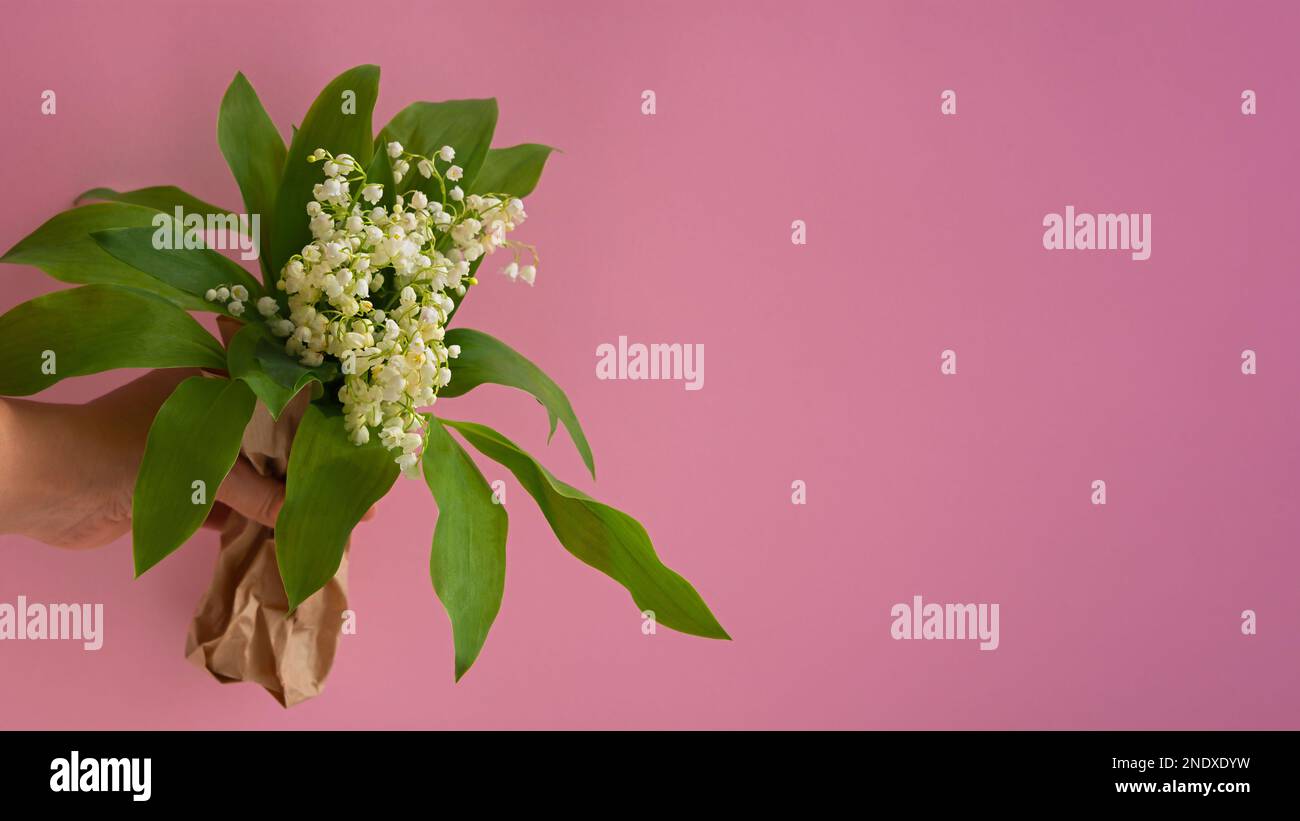 Lilies of the valley bouquet gift. Beautiful fragile white flowers in