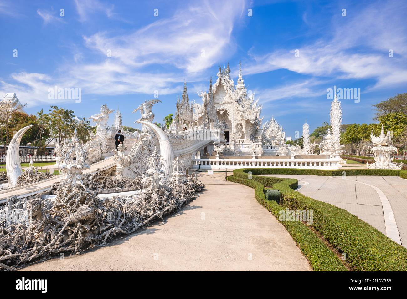 Wat Rong Khun, the white temple in chiang rai, thailand Stock Photo