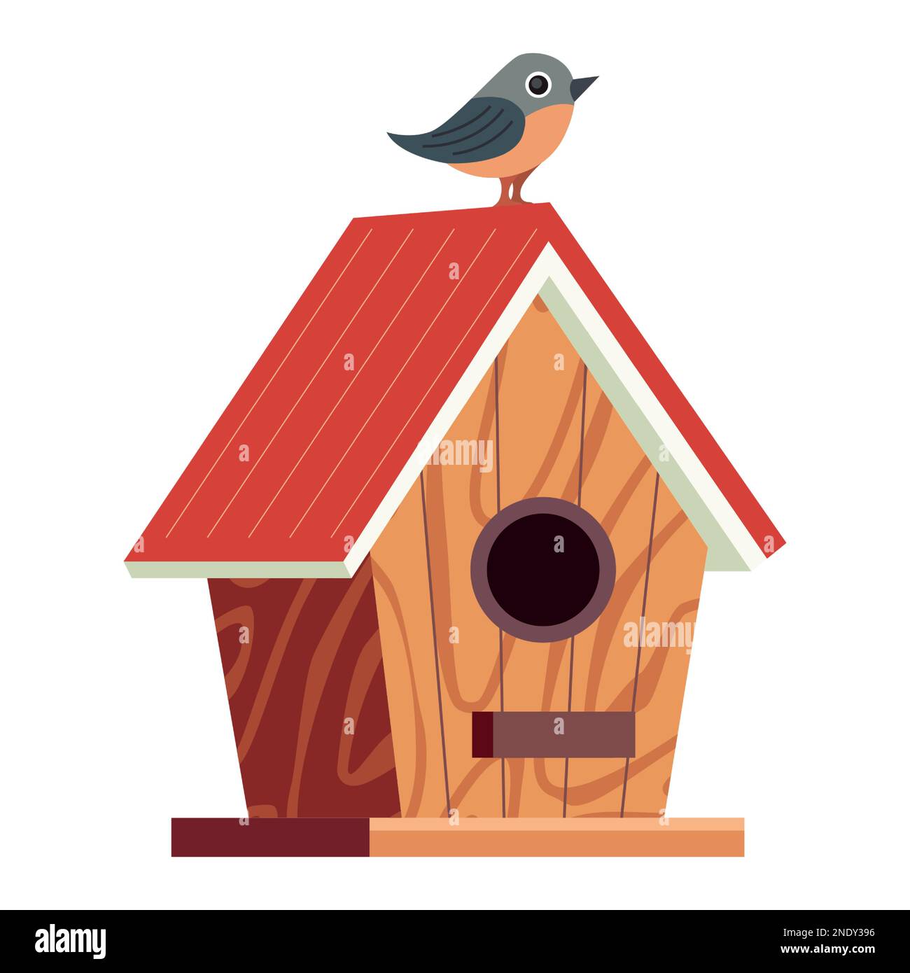 wooden birdhouse for birds. house for animals. flat vector illustration. Stock Vector