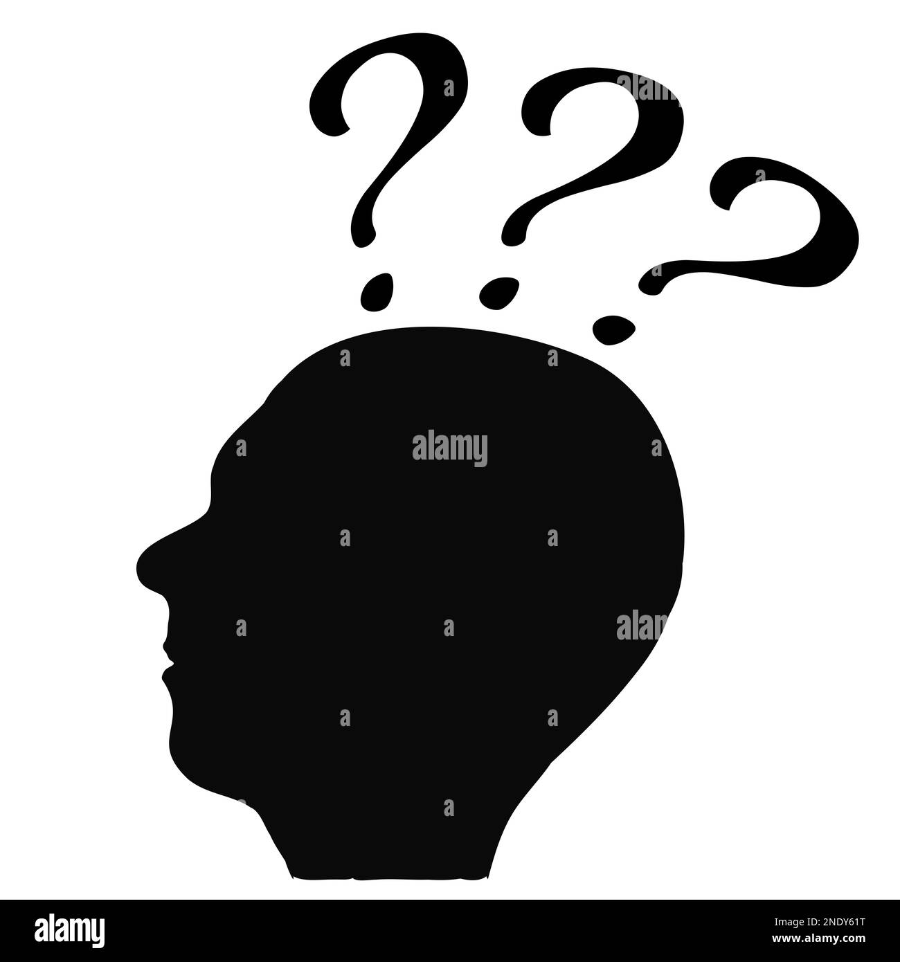 Head in profile with a question mark, illustration