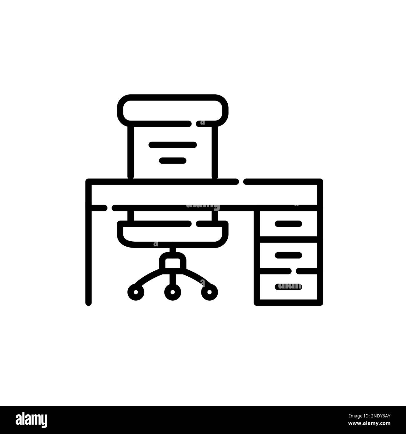 Executive office chair and desk with drawers. Pixel perfect, editable