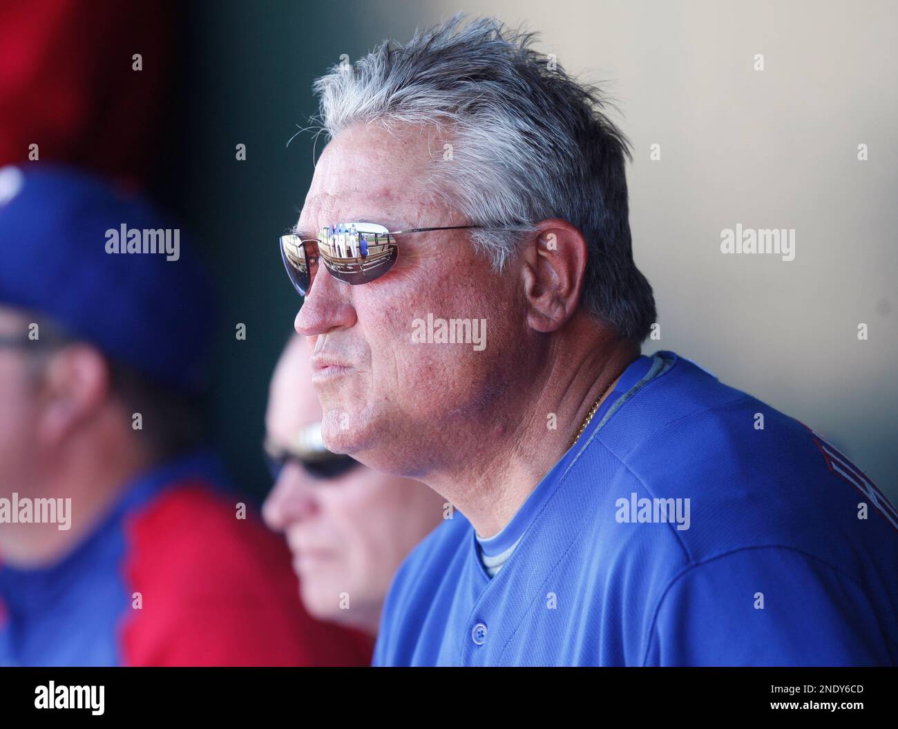 Texas Rangers coach Clint Hurdle of a spring training baseball game