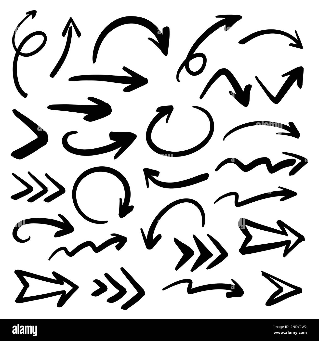 Hand drawn arrow icons set. Set of arrow doodle style Stock Vector ...