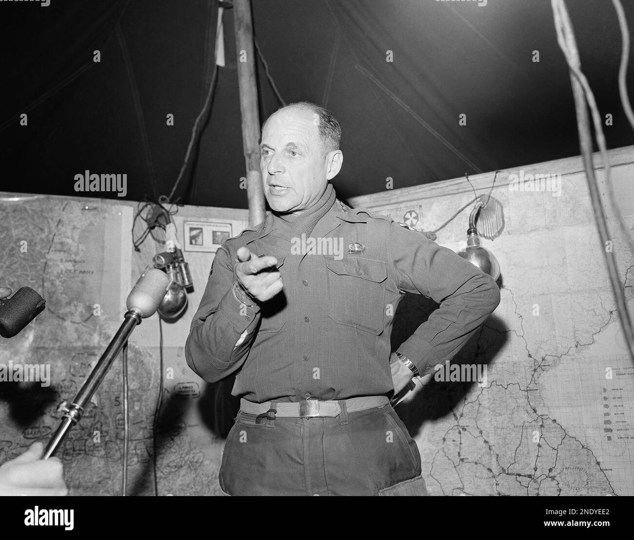 Lt. Gen. Matthew B. Ridgwayt at press conference in Korea on April 8 ...