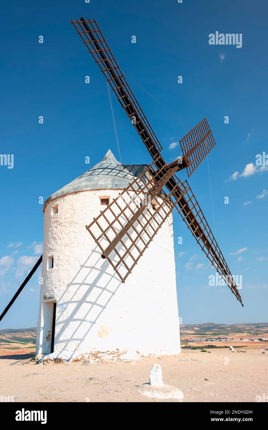 Windmill in La Mancha province, Spain Stock Photo