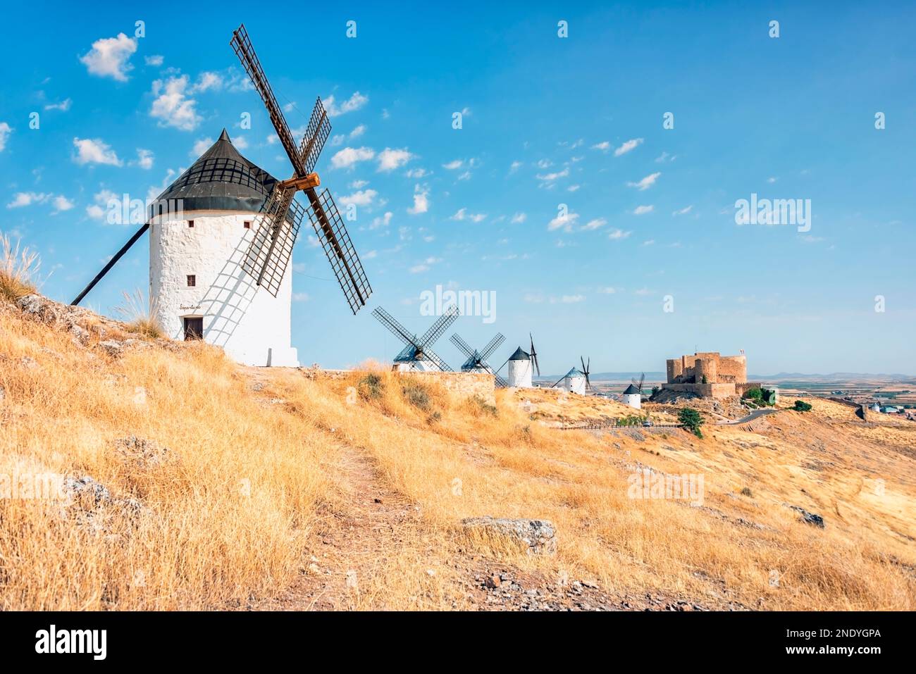 Windmills in La Mancha province, Spain Stock Photo