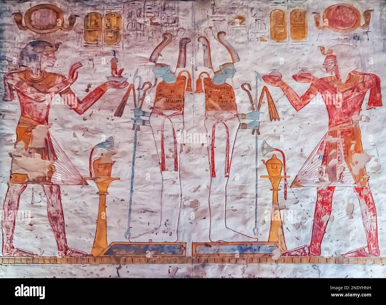 Ancient Egyptian tomb painting in Luxor Stock Photo