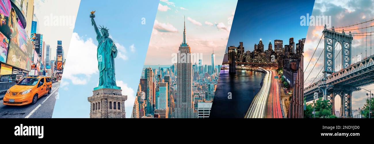 New York City, Famous places collage Stock Photo