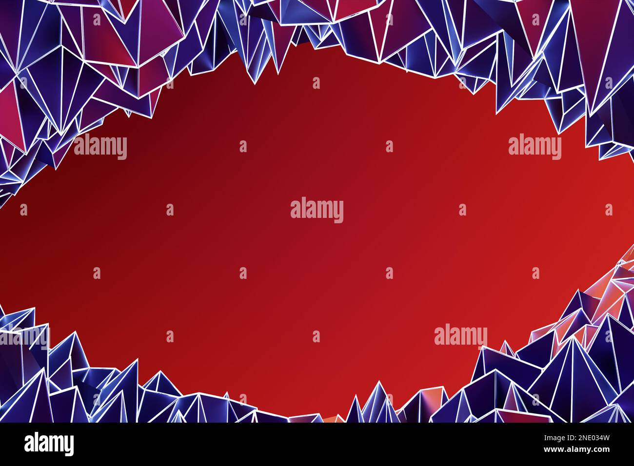 3D rendering. Red and purple pattern of triangles of different shapes ...