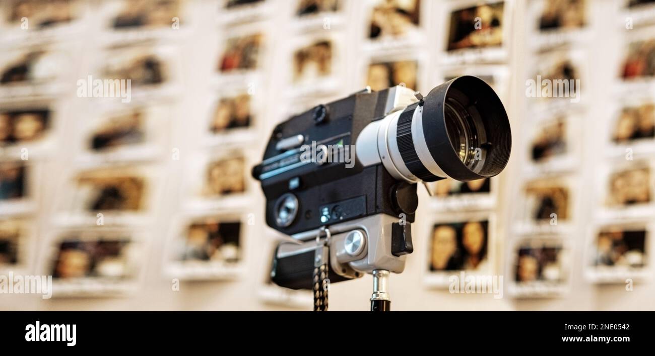 Vintage Cinema Camera films in retro technology with blur photo films ...