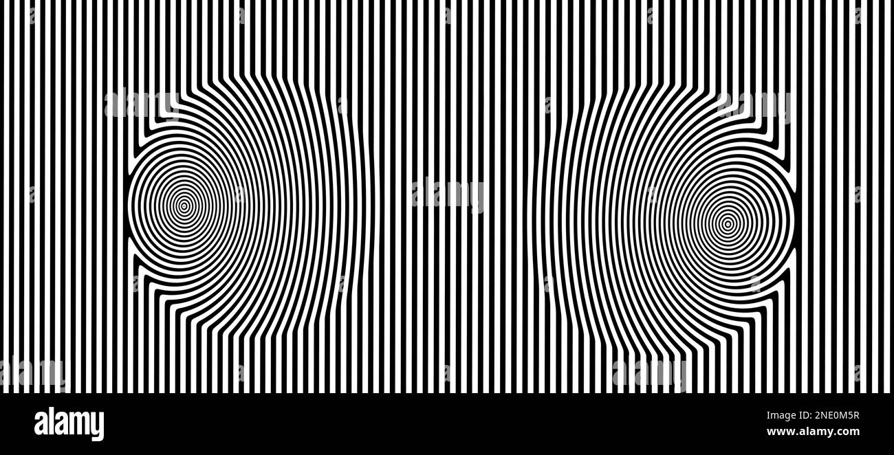An illustration of an optical illusion black and white background with