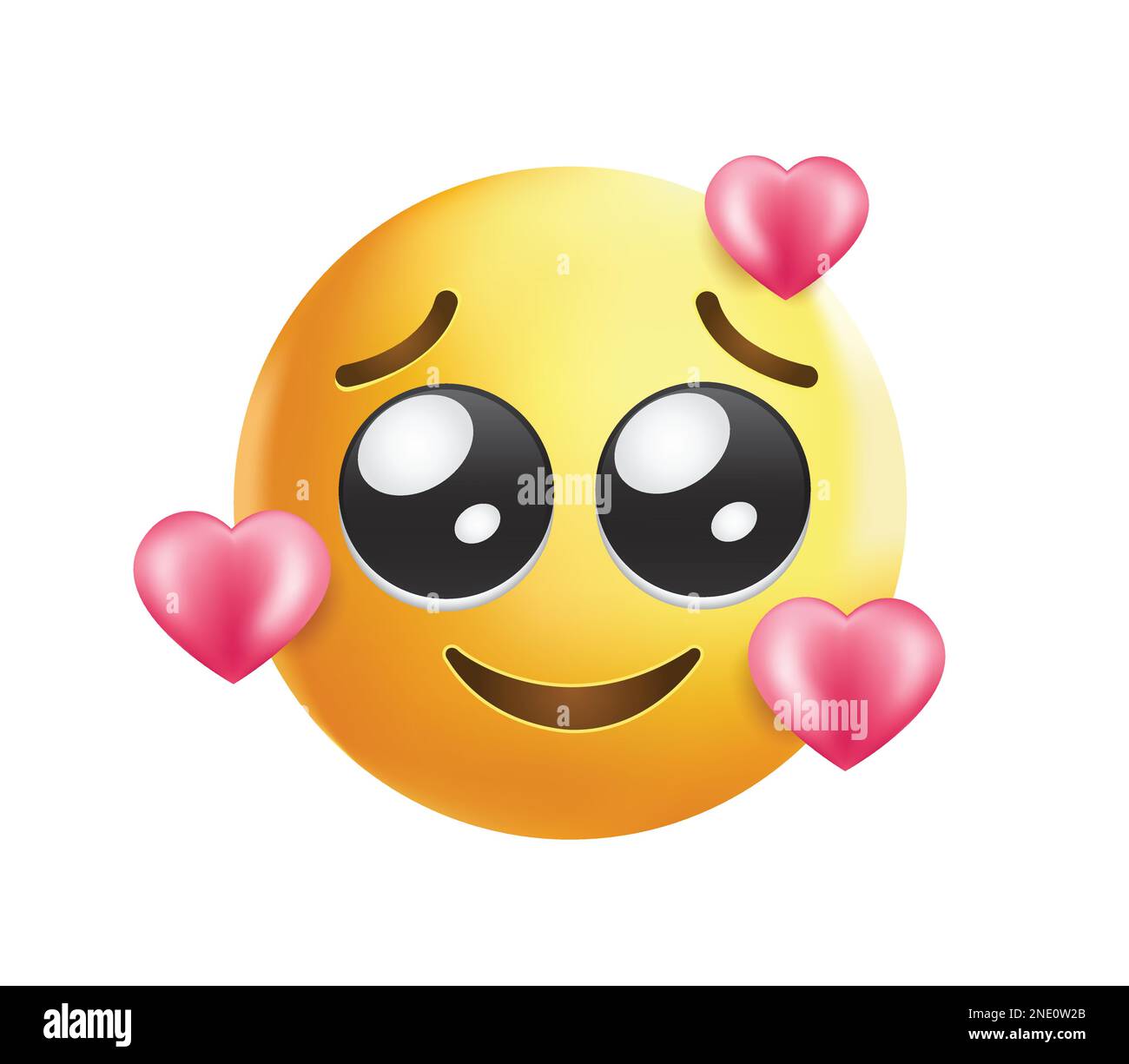 High quality emoticon on white background. Emoji blushing in love with