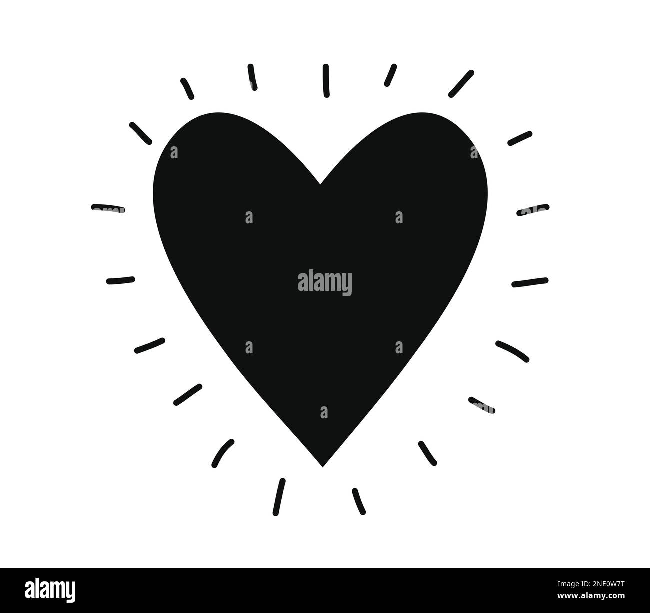 Cute heart doodle art vector illustration isolated on white background ...