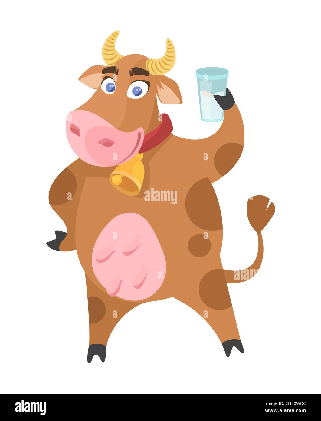 Cute Cow Holding Milk Box And Straw - Cow - Posters and Art Prints