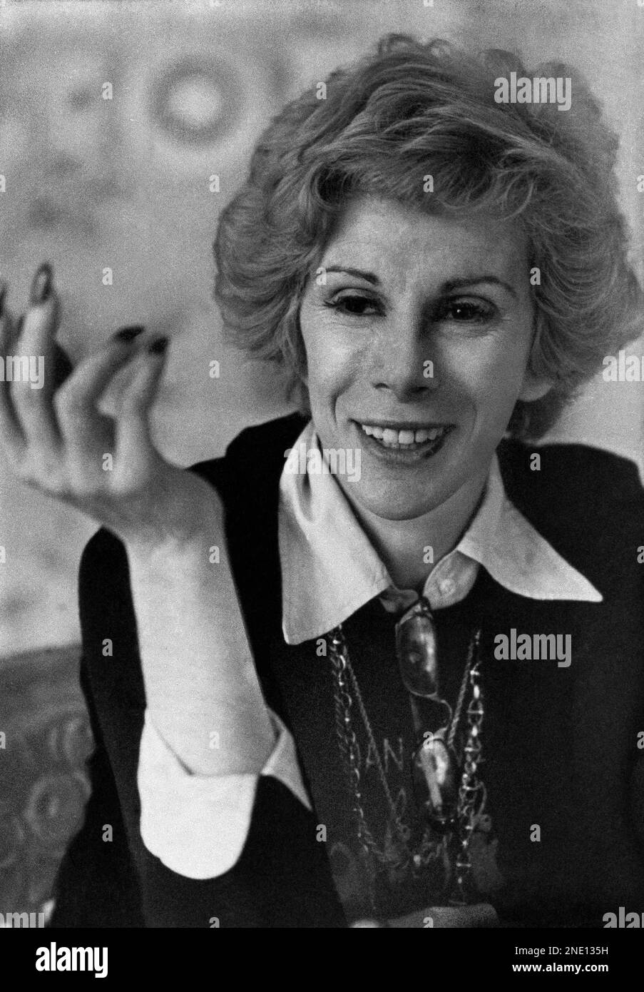 Joan Rivers Interview Comedienne Joan Rivers gestures during an interview, April 1979. She ...