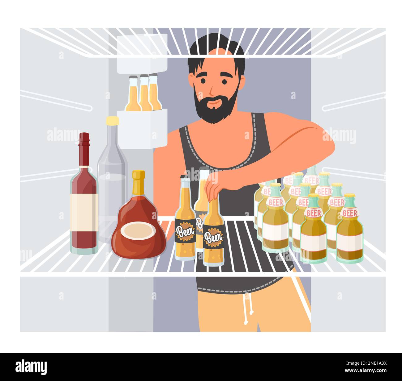 Man taking beer from opened refrigerator vector Stock Vector Image & Art Alamy