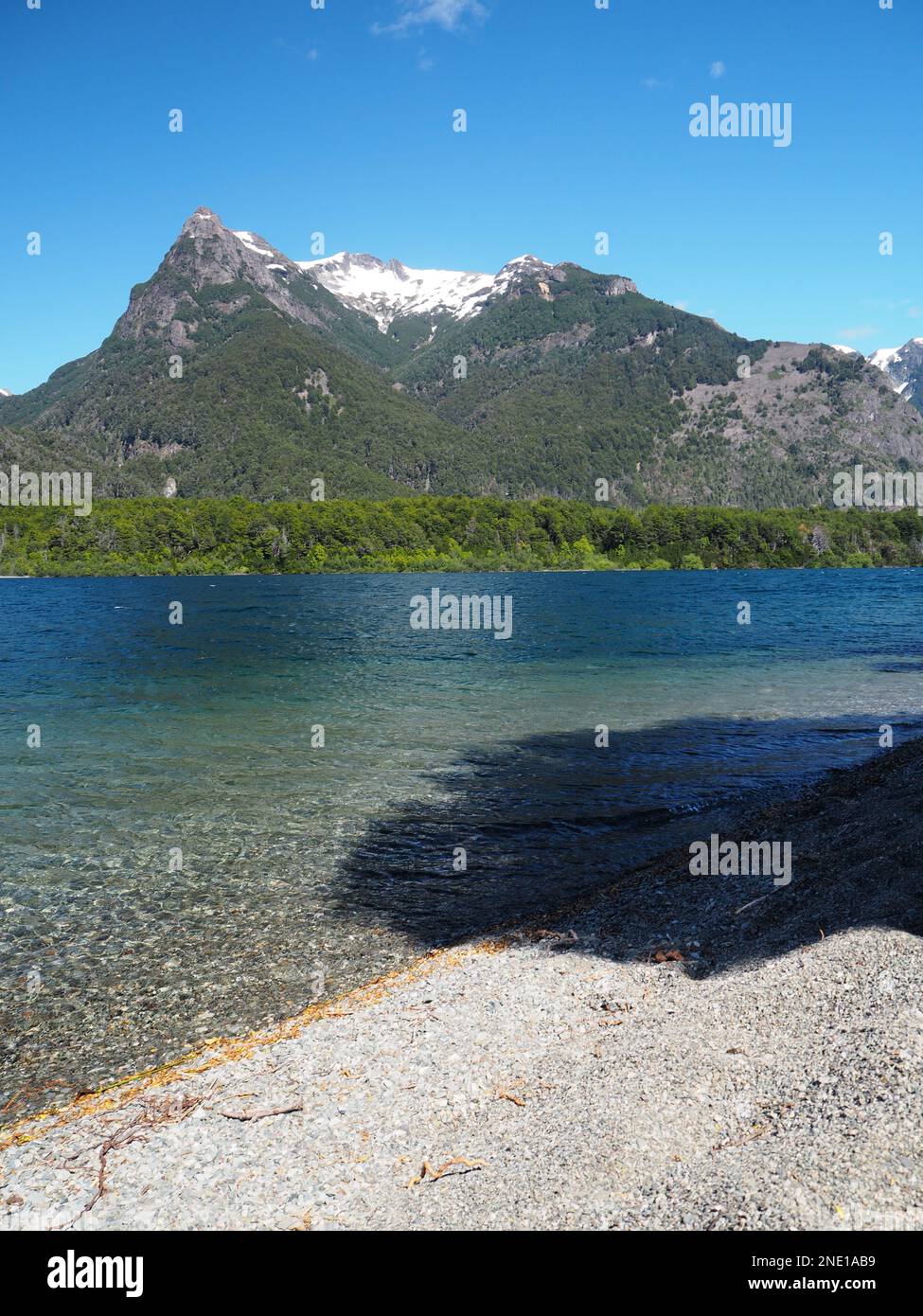 Lake Menendez with the Patagonian Andes in the background, Los Alceres National Park, Patagonia, Argentina Stock Photo