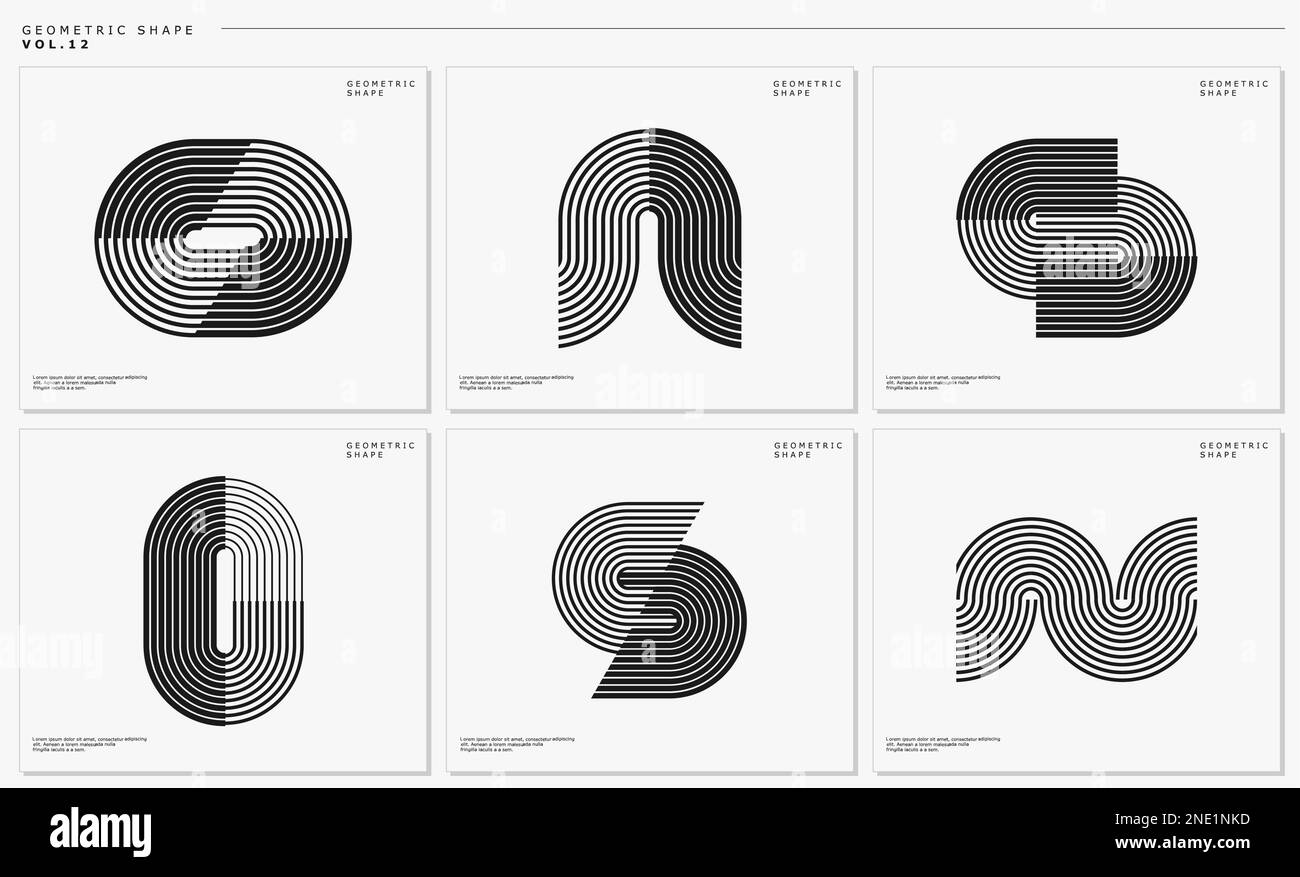 Modern blended line abstract design template. Line letter O N S logo design set. Stock Vector