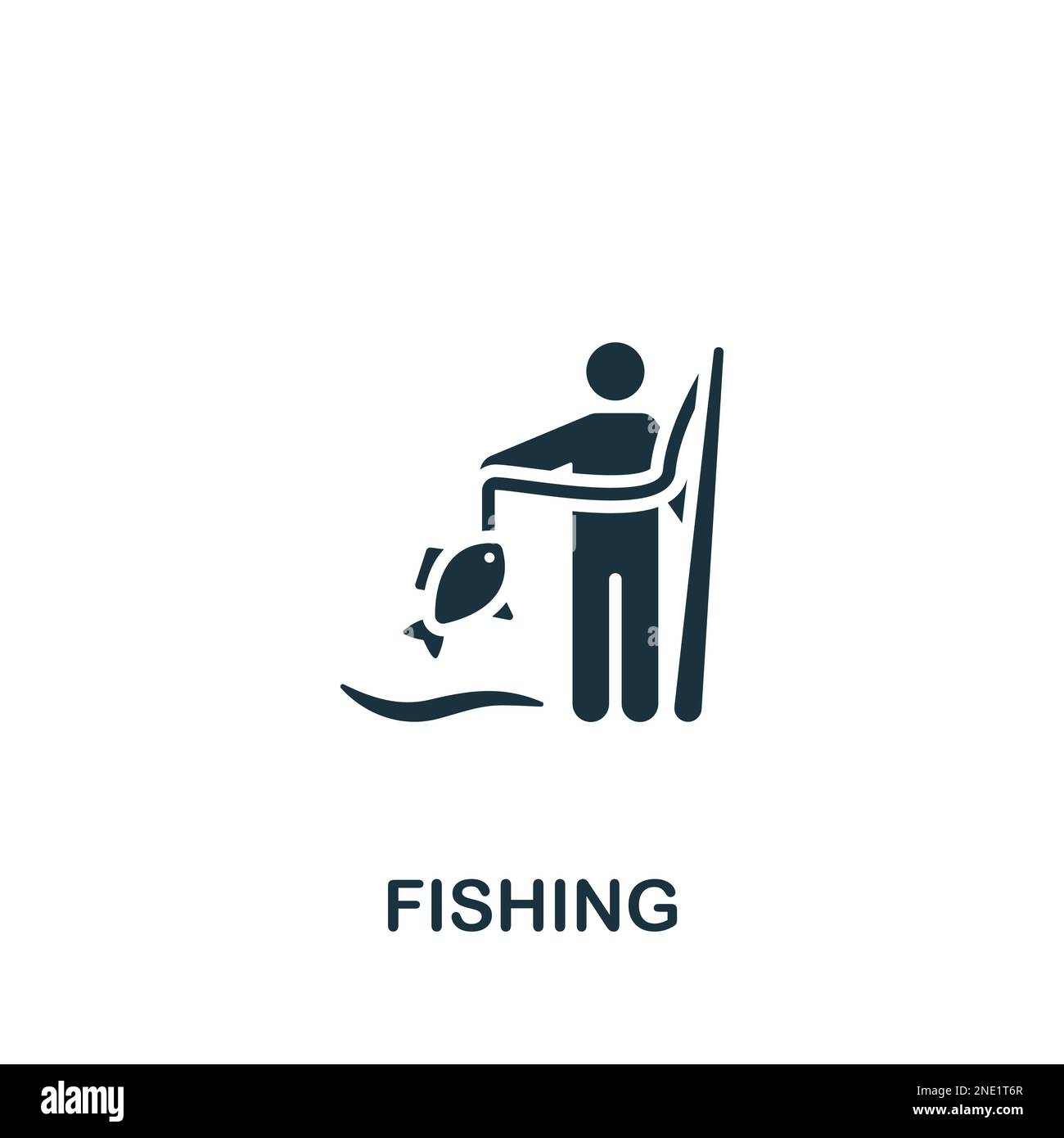 Fishing icon. Monochrome simple sign from hobby collection. Fishing icon for logo, templates, web design and infographics. Stock Vector