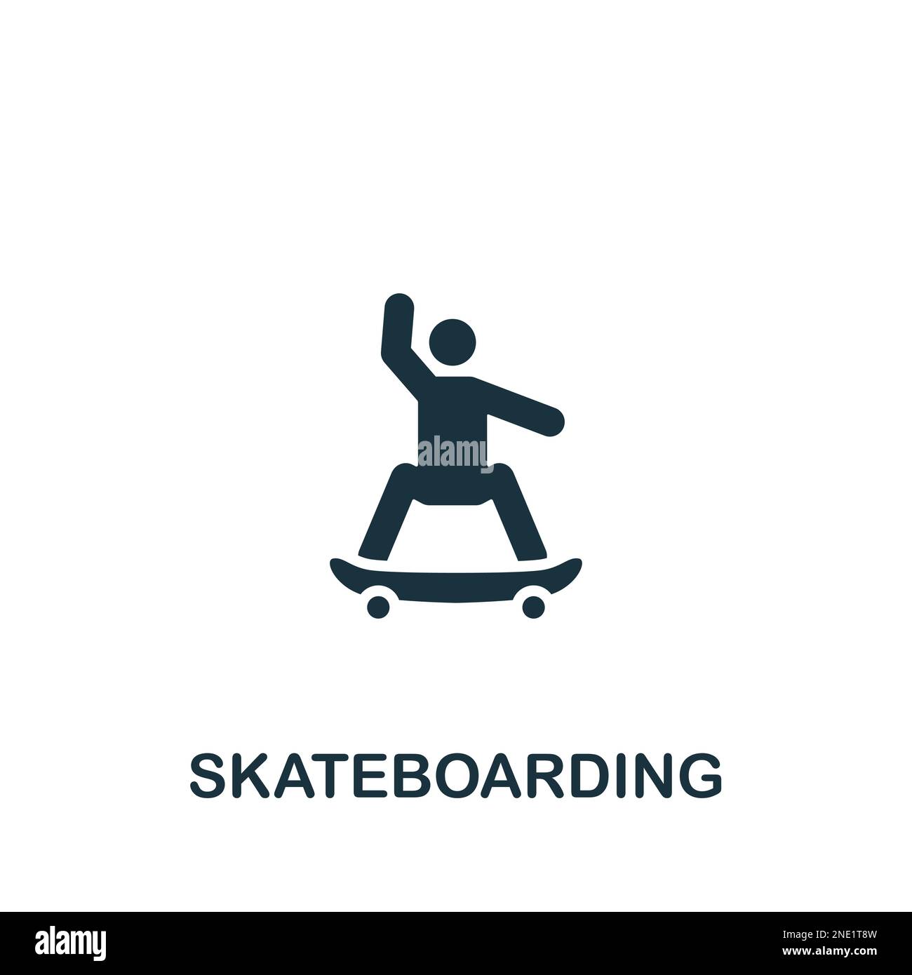 Skateboarding icon. Monochrome simple sign from hobby collection. Skateboarding icon for logo, templates, web design and infographics. Stock Vector